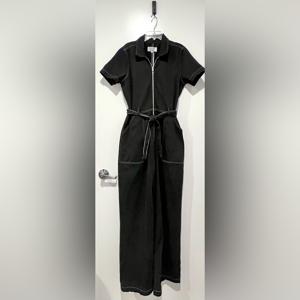 Reformation Cassidy Black Denim Jumpsuit, Size 10 - Picture 7 of 9